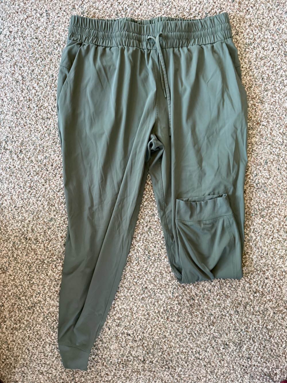 Men's Olive Green Performance Joggers with Drawstring Waist